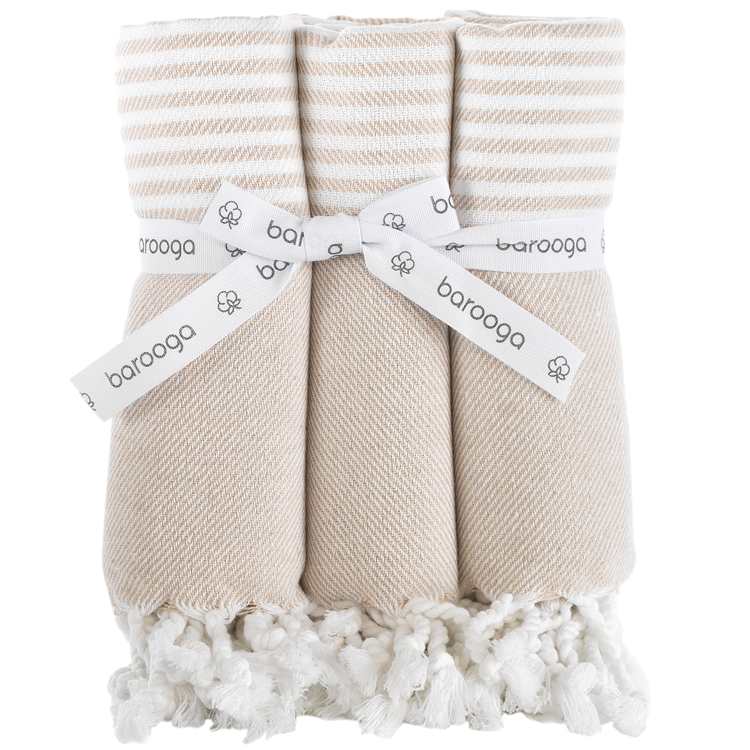 Turkish Hand Towels for Bathroom and Kitchen, 18 x 38 Inches, (Set of 3), Beige - image 1 of 6