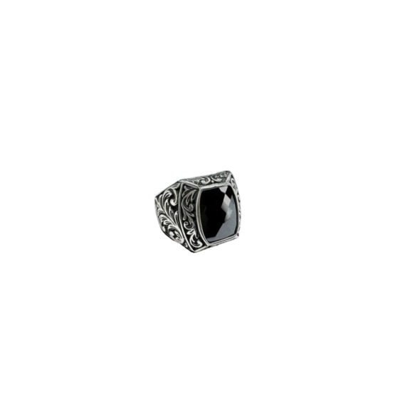Turkish Handmade Silver Square Black Gemstone Onyx Ring Premium Men Ring 925k Sterling Silver Ring Gift For Him Gift For Birthday || Ali Baba Jewellery