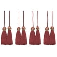 thumbnail image 1 of Turkish Head Double Tassel Curtain and Drapery Tieback / Holdback, 3 3/4" Tassel (9.5cm), 27" Spread (68.5cm) # BHCT, Burgundy Red #275 (Dark Wine Red) Set of 4, 1 of 4