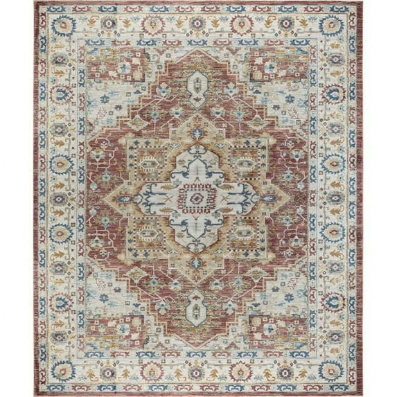 Turkish Heritage Oriental Fabric Rust Area Rug