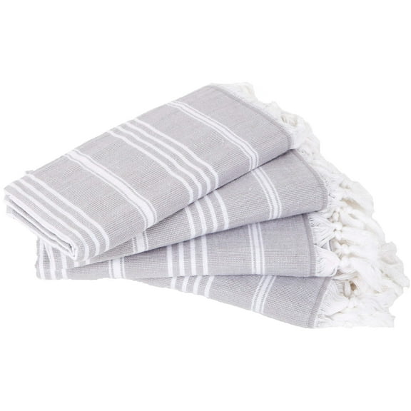 Turkish Home Hand Towel Set of 4, Silver Gray, 100% Cotton 18 X 40 inches (Terry)