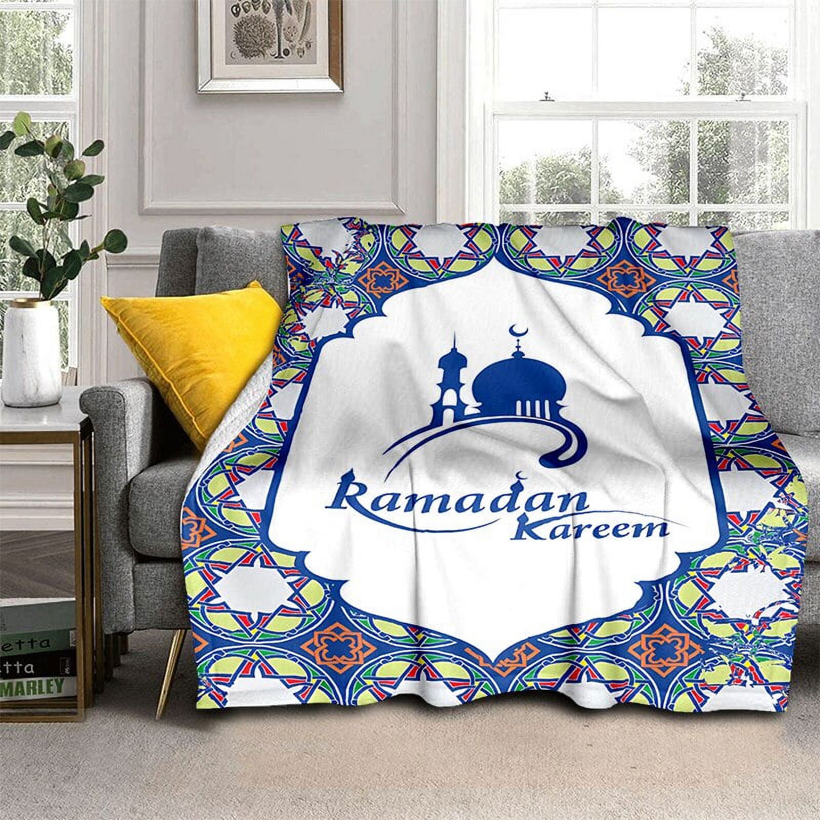 Turkish Islamic Prayer Mat Praying Flannel Throw Blanket for Men Women