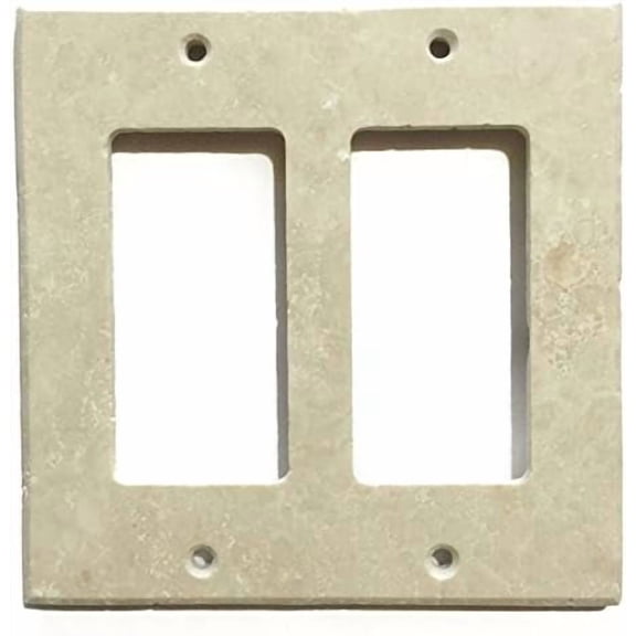Turkish Ivory Travertine Real Stone Switch Plate Cover, Honed-2 Rocker