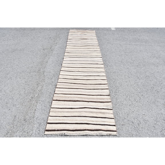 Turkish Kilim, Runner Kilim, Vintage Kilim, Home Decor Kilim, 32x139 inches Beige Kilim, Bohemian Kilim, Hallway Kilim, 10007
