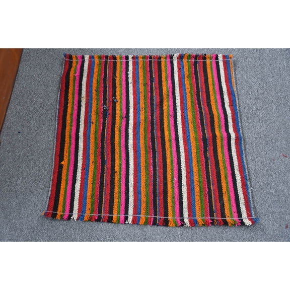Turkish Kilim, Small Kilim, Vintage Kilim, Home Decor Kilim, 26x26 inches Rainbow Kilim, Decorative Kilim, Entry Kilim, 11458