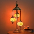 thumbnail image 1 of Turkish Lamp 3 Globes Moroccan Table Lamp 28 Tall Handcrafted Mosaic Glass Ambient Light with Metal Base Perfect for Boho Decor Living Room Bedroom Including LED Bulbs, 1 of 6