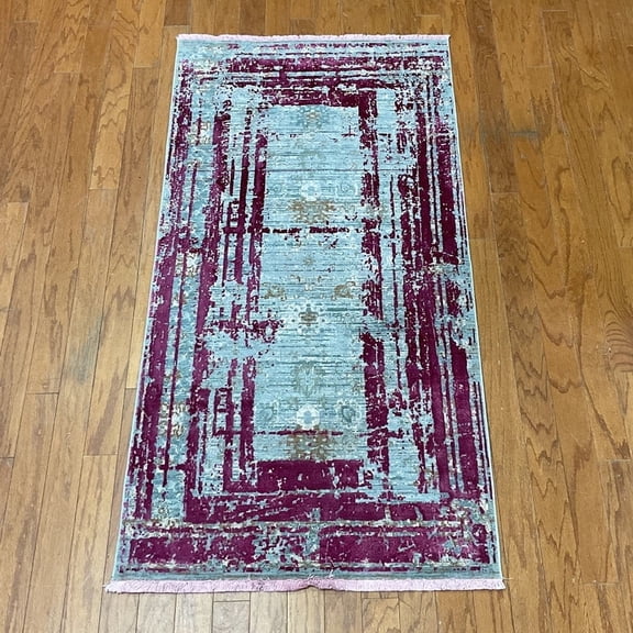 Turkish Modern Erased Design Wool & Silk Rug - 2'7 x 4'11