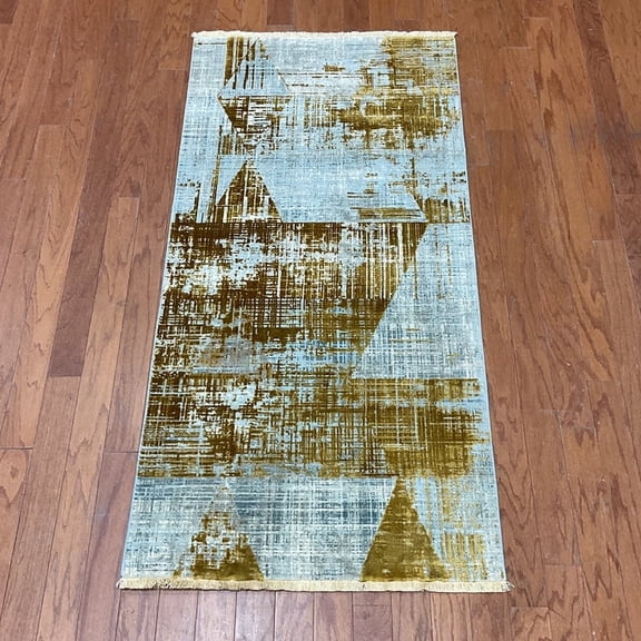 Turkish Modern Erased Design Wool & Silk Rug - 2'7 x 4'11