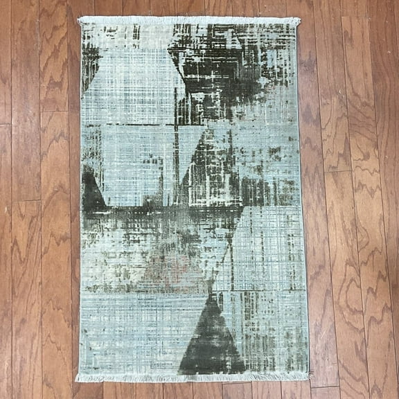 Turkish Modern Erased Design Wool & Silk Rug - 2' x 2'11