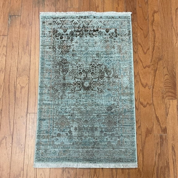 Turkish Modern Erased Design Wool & Silk Rug - 2' x 2'11