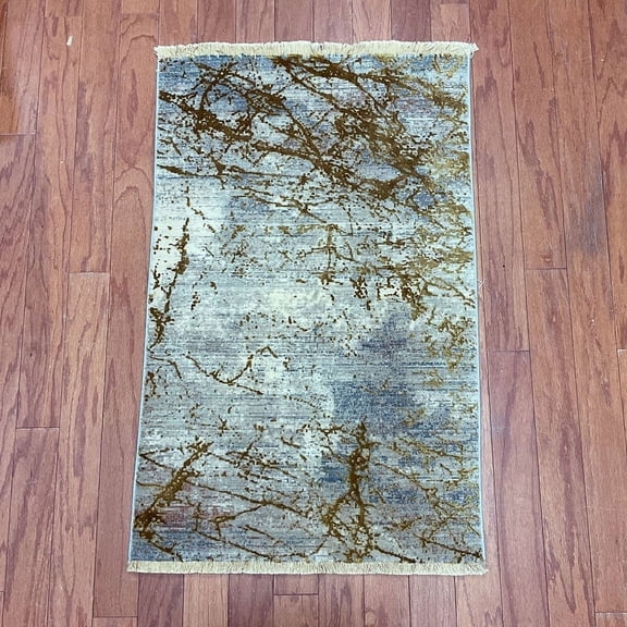 Turkish Modern Erased Design Wool & Silk Rug - 2' x 2'11