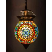 Pendant Chandelier LAMP Turkish Multicolor Moroccan Mosaic Hanging Ceiling Lamp Night Art Handmade Lighting Lampshade Decorative Light Shade Unique Gift for Home
