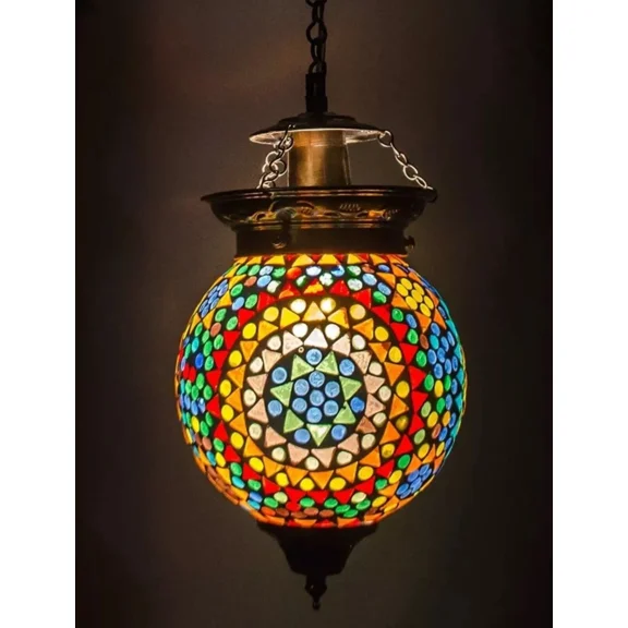 Pendant Chandelier LAMP Turkish Multicolor Moroccan Mosaic Hanging Ceiling Lamp Night Art Handmade Lighting Lampshade Decorative Light Shade Unique Gift for Home