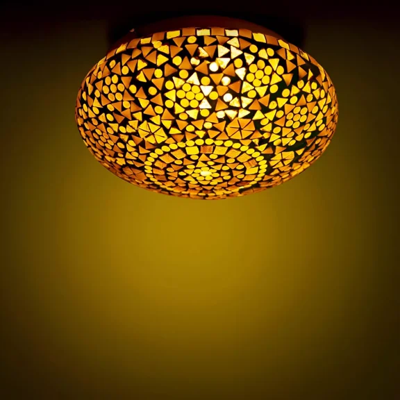 Turkish Moroccan Mosaic Hanging Pendant Ceiling Lamp, Handcrafted Multicolor Boho-Style Light Fixture for Indoor Home Dcor
