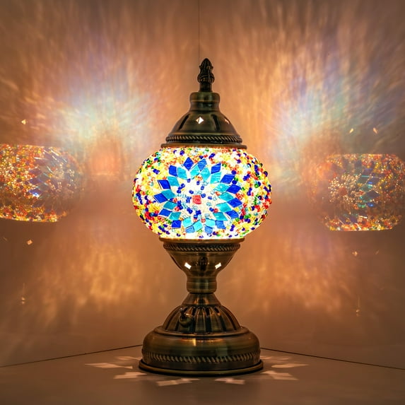 Turkish-Moroccan Mosaic Table Lamp - Bohemian Stained Glass Nightlight with Intricate Patterns, Ideal for Bedroom,Living Room, Office Decor,Holiday Gift, Decorative Light,Vibrant Lamp Design