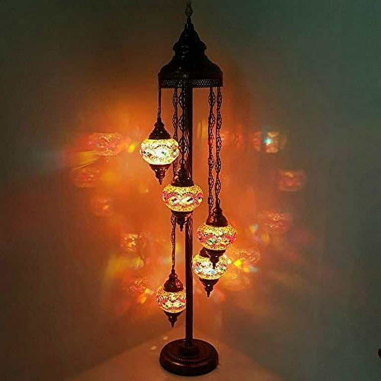 Turkish Moroccan Tiffany Style Glass Mosaic Floor Lamp Night Light