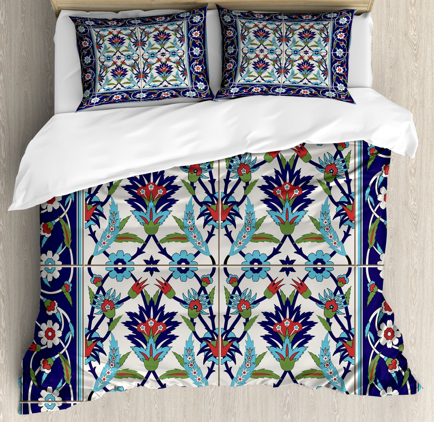 Queen Size Multicolor Turkish Pattern Duvet Cover Set