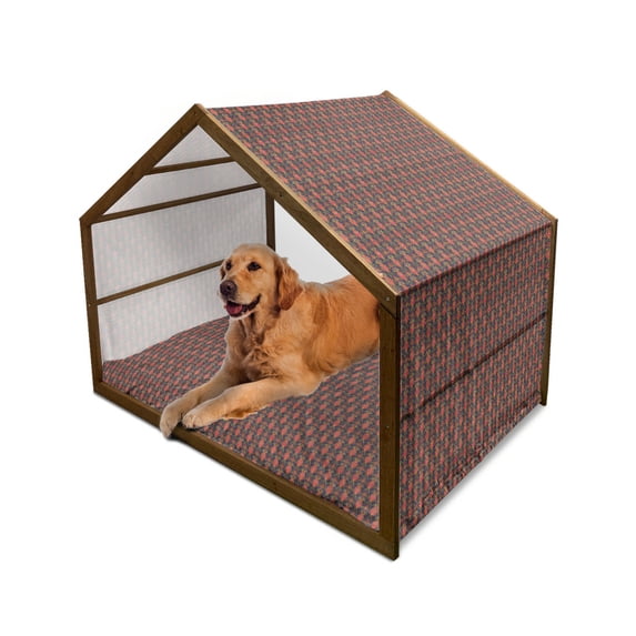 Turkish Pattern Pet House, Oriental Botanical Pattern with Pomegranates and Leaves on Indigo Backdrop, Outdoor & Indoor Portable Dog Kennel with Pillow and Cover, 5 Sizes, Multicolor, by Ambesonne