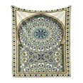 thumbnail image 1 of Turkish Pattern Soft Flannel Fleece Throw Blanket, Arch and Frame with Geometric Details Stars and Triangles, Cozy Plush for Indoor and Outdoor Use, 50" x 60", Caramel Green Indigo, by Ambesonne, 1 of 5