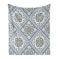 thumbnail image 1 of Turkish Pattern Soft Flannel Fleece Throw Blanket, Complex Swirl Art Motifs with Persian Origins in Pale Colors, Cozy Plush for Indoor and Outdoor Use, 60" x 80", Grey Pale Mauve White, by Ambesonne, 1 of 5