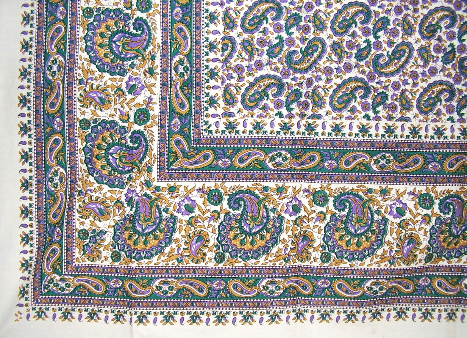 Turkish Print Floral Paisley Tapestry Cotton Bedspread 106" x 88" Full-Queen Multi Color