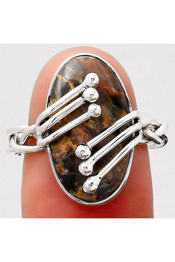 Turkish Rainforest Chrysocolla 925 Sterling Silver Ring s.8 Jewelry R-1553 SDR245792