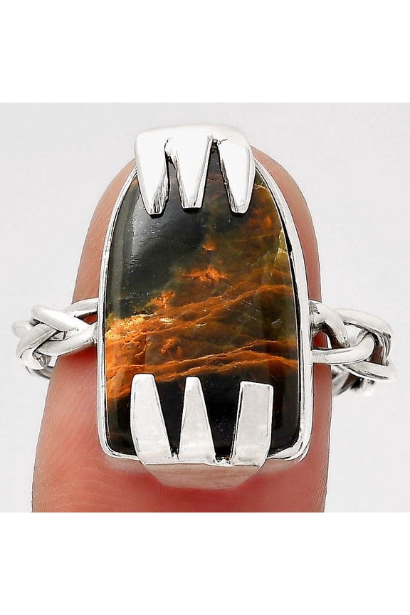 Turkish Rainforest Chrysocolla 925 Sterling Silver Ring s.9.5 Jewelry R-1650 SDR246605