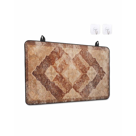 Turkish Retro Stove Top Covers for Electric Stove, 28'x20'' Brown Wallpaper Murals Medieval Glass Ceramic Stove Cover Foldable Rubber Mat Heat Resistant Cooktop Protector for Kitchen