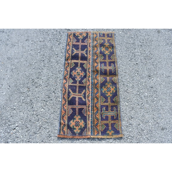 Turkish Rug, 1.5x3 ft Small Rug, Rugs For Nursery, Vintage Rug, Blue Moroccan Rugs, Antique Rug, Aztec Gift Rug, Outdoor Entry Rugs