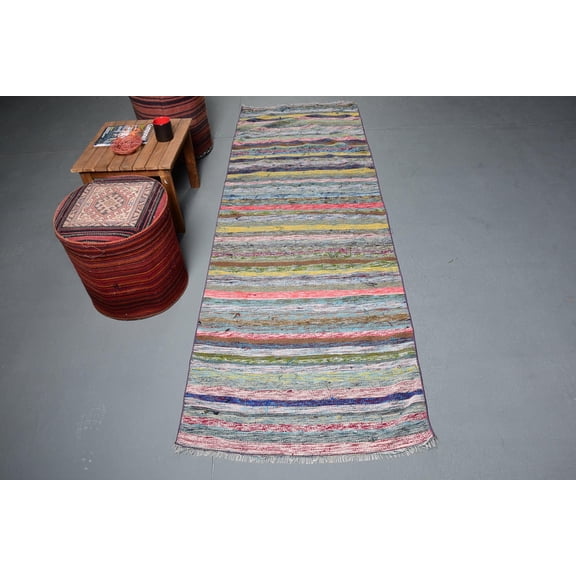 Turkish Rug, 2.8x8.5 ft Runner Rug, Anatolian Rug, Kilim, Art Rug, Kitchen Rug
