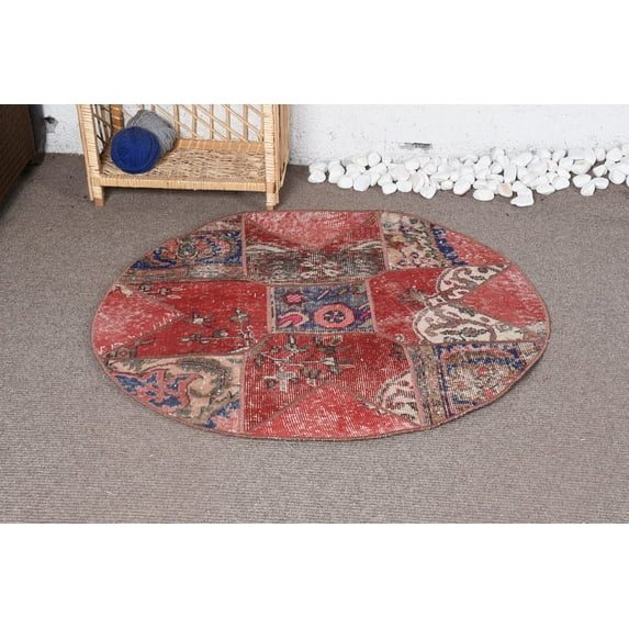 Turkish Rug, 3.3x3.3 ft Small Rug, Vintage Rug, Oriental Rug, Oushak Rug