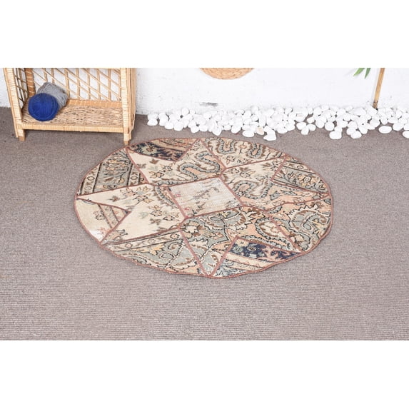 Turkish Rug, 3.3x3.3 ft Small Rug, Wool Rugs, Colorful Rug, Vintage Rugs