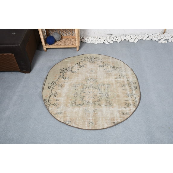 Turkish Rug, 3.5x3.8 ft Small Rugs, Oushak Rug, Antique Rug, Vintage Rug