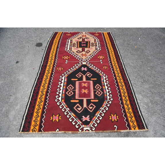 Turkish Rug, 4.6x8 ft Area Rugs, Vintage Rug, Kilim, Oushak Rug, Colorful Rugs