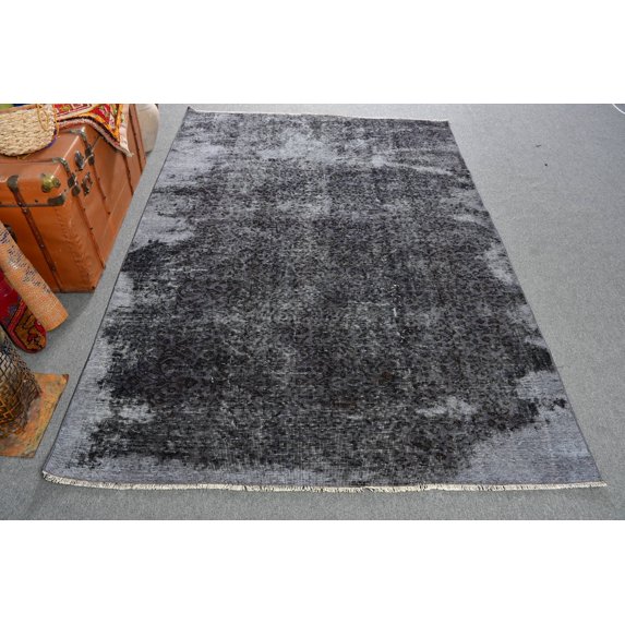 Turkish Rug, 5.2x7.7 ft Large Rug, Vintage Rug, Anatolian Rug, Rugs For Salon, Gray Overdyed Rugs, Gift For Him, 13012