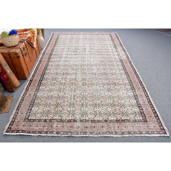 Turkish Rug, 6x10.4 ft Large Rug, Vintage Rug, Antique Rug, Rugs For Bedroom, Beige Oushak Rug, Decorative Rug, Gift For Her, 13080