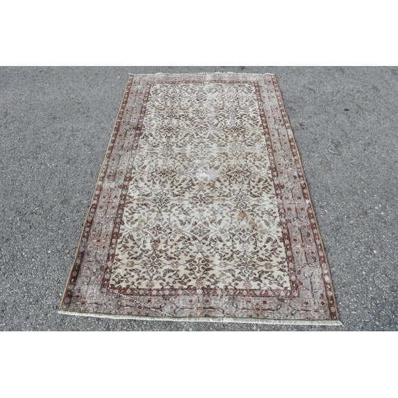 Turkish Rug, Accent Rug, Vintage Rug, Antique Carpet, 45x74 inches Brown Carpet, Decorative Area Rug, Organic Entry Carpet, 9150