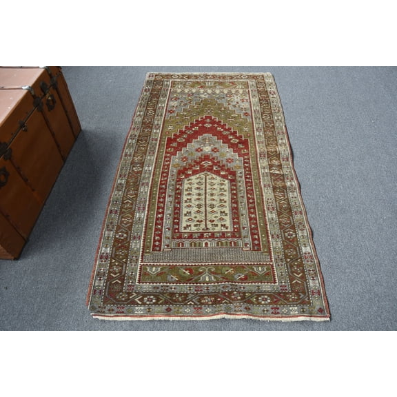 Turkish Rug, Accent Rug, Vintage Rug, Oushak Rug, 41x75 inches Red Rug, Decorative Gift Carpet, Turkey Carpet, Wall Hanging Rugs, 11964