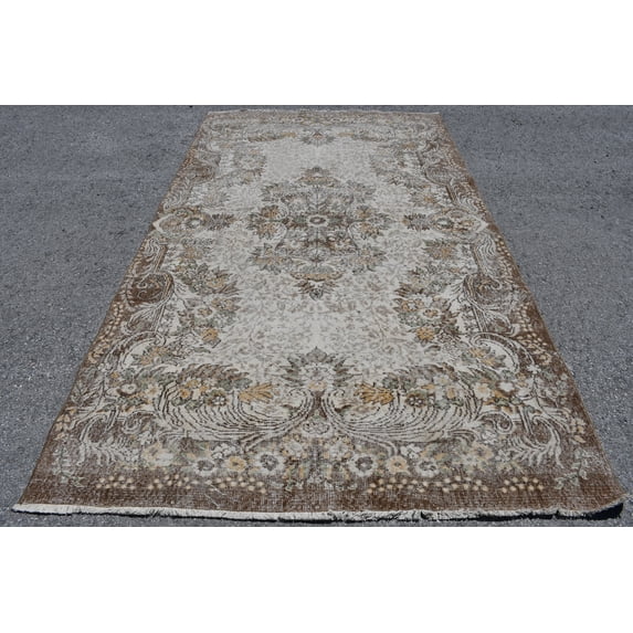 Turkish Rug, Antique Rug, 5.7x10.1 ft, Oushak Rug, Vintage Rug, Oriental Rug, Large Rug, Handmade Rug, Decorative Rugs, Original Rug 4652