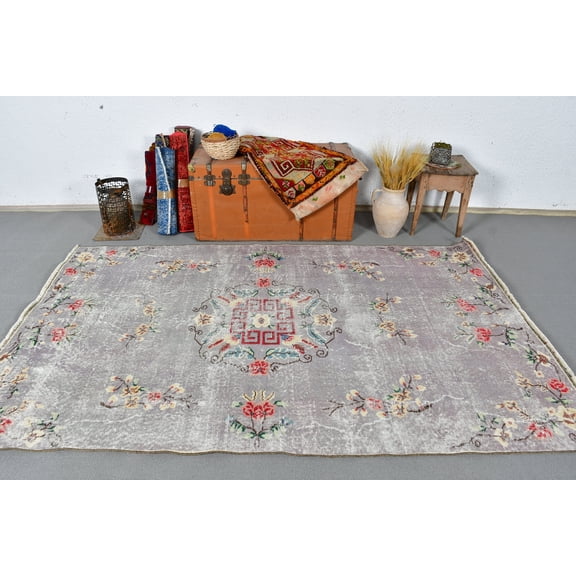 Turkish Rug, Area Rug, Vintage Rug, Antique Rug, Rugs For Living Room, 4.9x8.1 ft Purple Rug, Oriental Rug, Gift For The Home, 13240