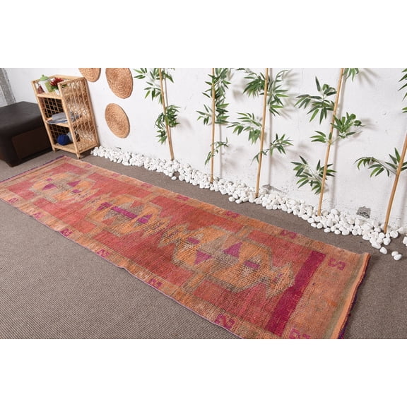 Turkish Rug, Bedroom Rug, Vintage Rug, 3x10.4 ft Runner Rug, Oriental Rug