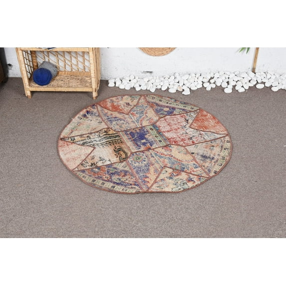 Turkish Rug, Bedroom Rugs, Home Decor Rug, 3.4x3.4 ft Small Rug, Vintage Rug