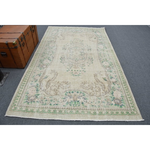 Turkish Rug, Beige Floor Rugs, Antique Rugs, 5.4x9 ft Large Rug, Vintage Rug, Rugs For Living Room, Ethnic Dining Room Rugs