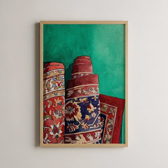Turkish Rug Illustration Boho Art Print Living Room Art