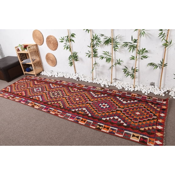 Turkish Rug, Kilim, Antique Rug, Wool Rug, Vintage Rugs, 3.3x11.2 ft Runner Rug