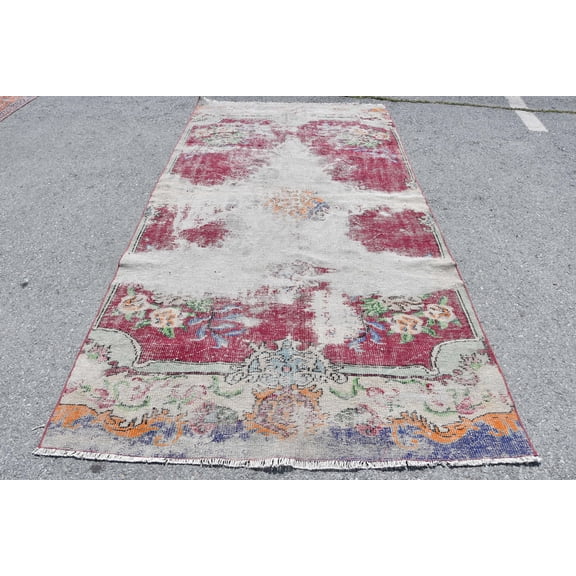 Turkish Rug, Large Carpet, Vintage Rug, Home Decor Carpet, 62x122 inches Red Rug, Tribal Bedroom Carpet, Anatolian Living Room Carpet, 10434