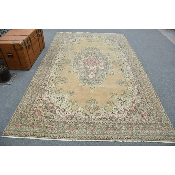 Turkish Rug, Large Rug, Vintage Rug, Antique Carpet, 75x123 inches Brown Carpet, Decorative Living Room Carpet, 11726