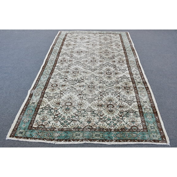 Turkish Rug, Large Rug, Vintage Rug, Home Decor Carpet, 63x101 inches Beige Carpet, Office Rug, Living Room Carpet, 12200