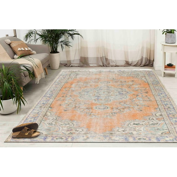 Turkish Rug, Machine Washable Rug, Orange Rug, Personalizeds Rug, Luxury Rugs, Gift For Him Rugs, Car Mat Rugs, Purple Rugs, Entry Rug, 5.9'x9.2' - 180x280 cm