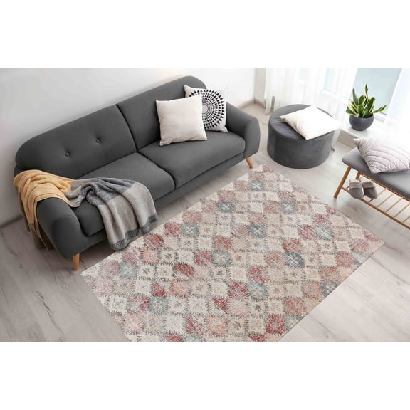 Turkish Rug, Muted Rug, Ethnic Pattern Rug, Soft Rug, Large Rug, Nursery Rug, 3D Printeds Rug, Door Mat, Geometric Pattern Rug, Home Decor, 1.7'x2.3' - 50x70 cm